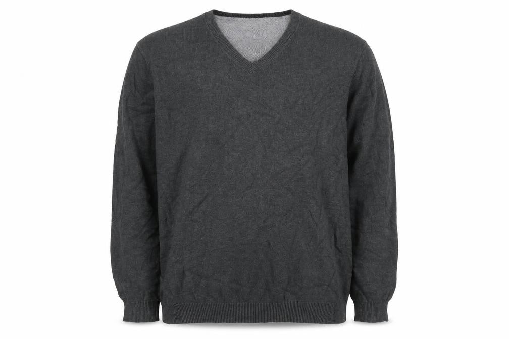 Marks & Spencer Men's Grey XL V-Neck Cotton Jumper Regular Fit