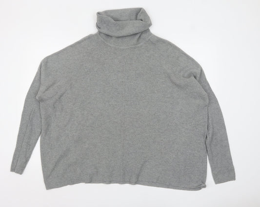 Warehouse Women Grey Roll Neck Long Sleeve Knit Jumper Size 12