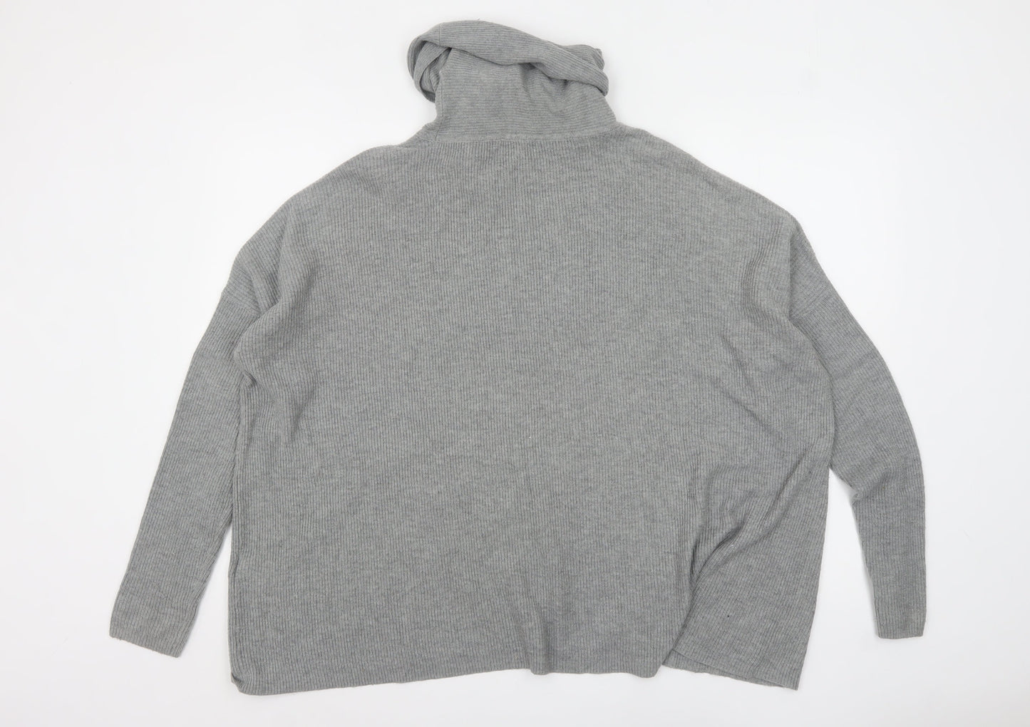 Warehouse Women Grey Roll Neck Long Sleeve Knit Jumper Size 12