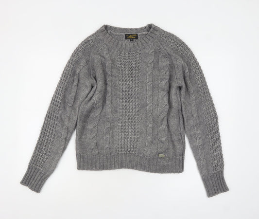 Le Mont St Michel Womens Grey Cable-Knit Acrylic Alpaca Jumper M
