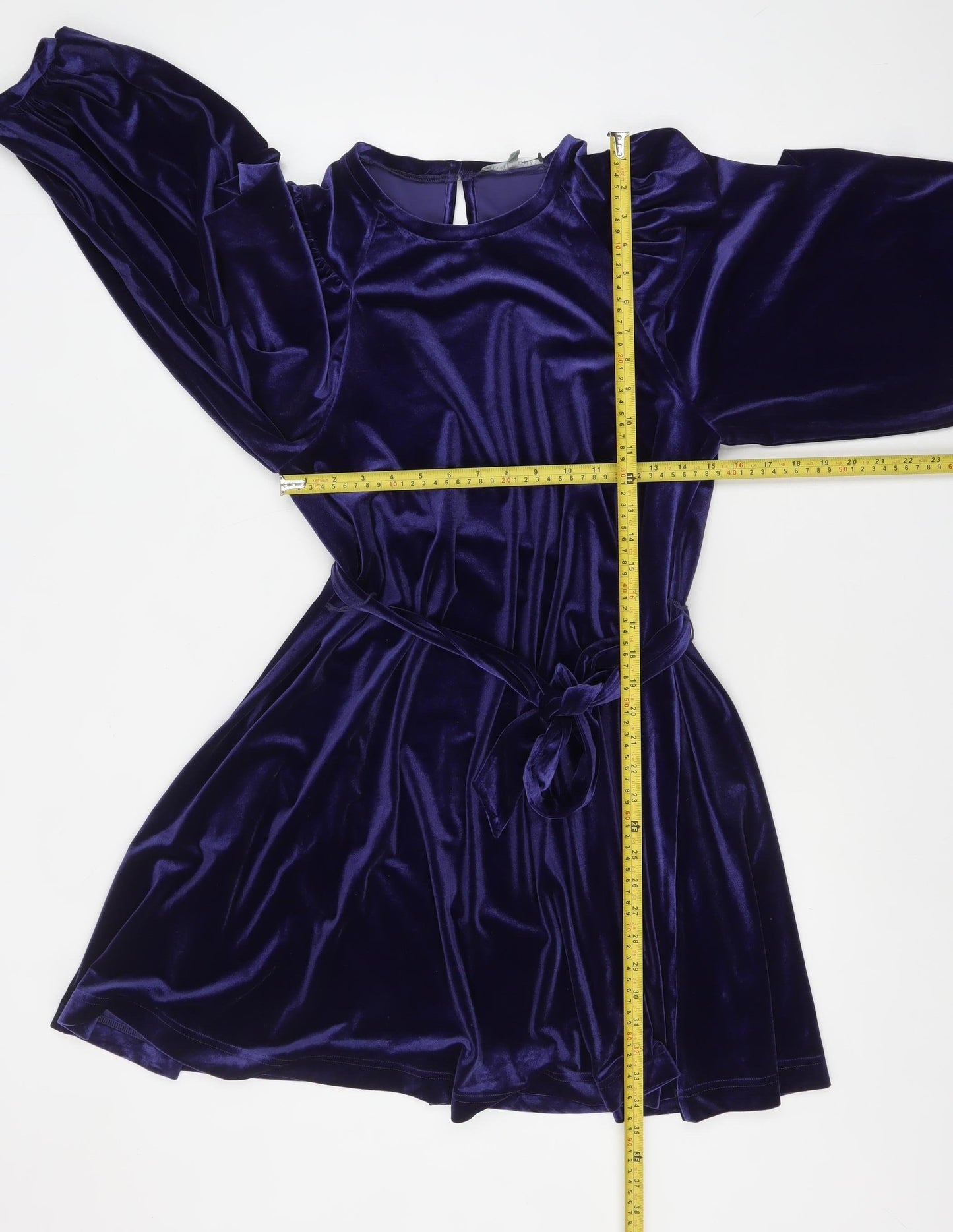 Oliver Bonas Women's Purple Velvet Long Sleeve A-Line Party Dress Size 12