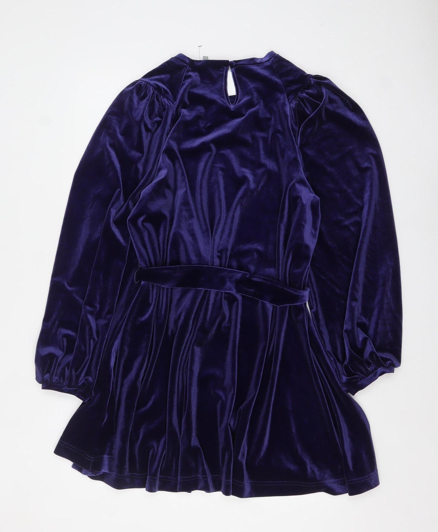 Oliver Bonas Women's Purple Velvet Long Sleeve A-Line Party Dress Size 12