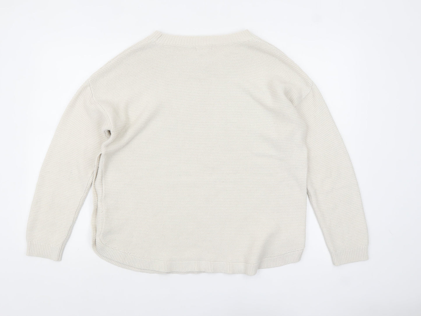 Fat Face Women Ivory V-Neck Button Side Knit Jumper Size 14