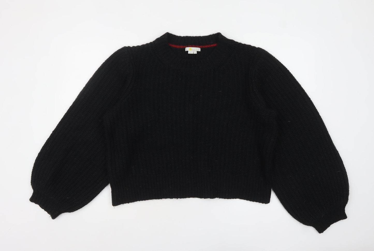 Boden Women's Black Chunky Knit Crew Neck Pullover Jumper Size L