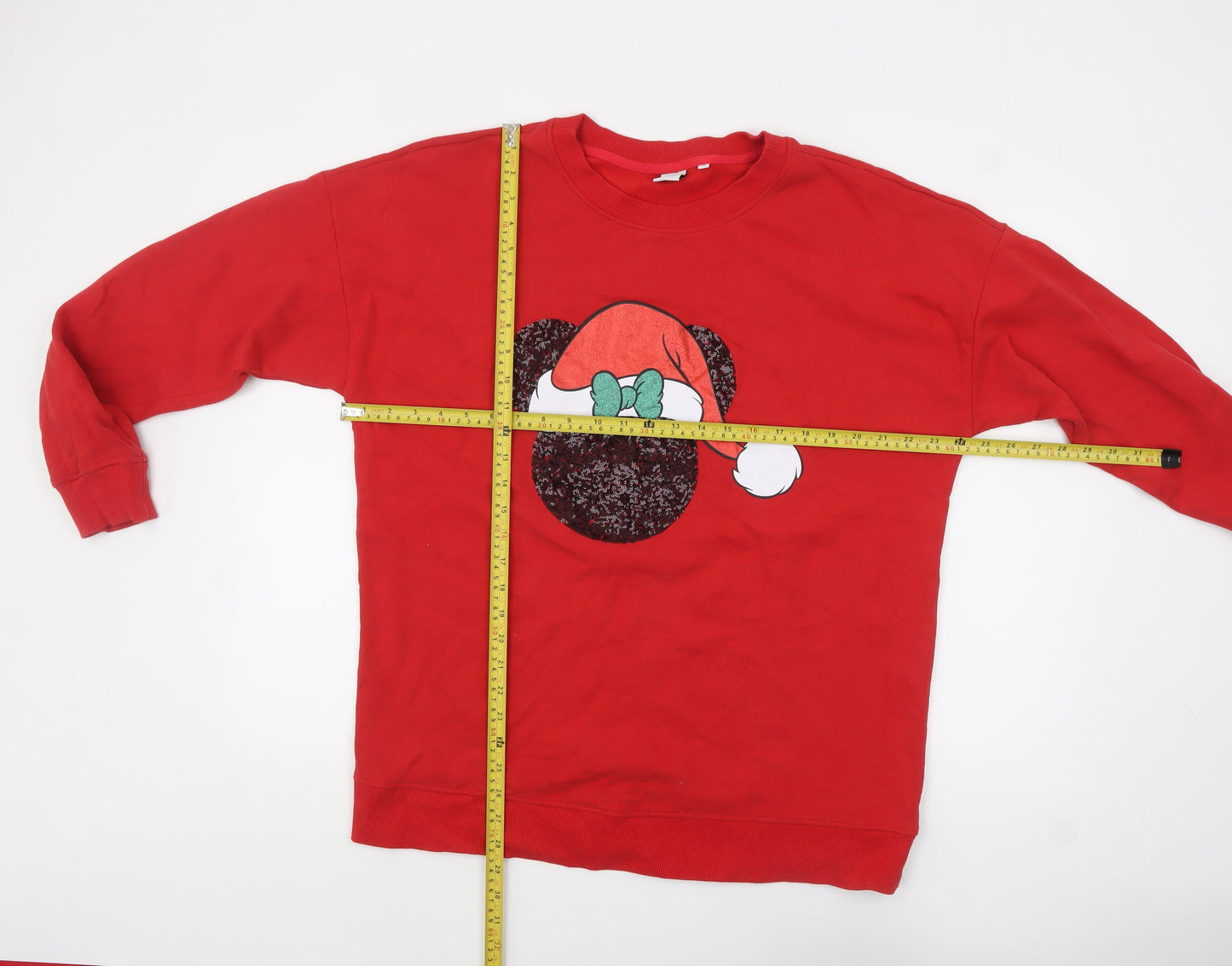 Next Women Red Christmas Minnie Sweatshirt XL Sequin Pullover