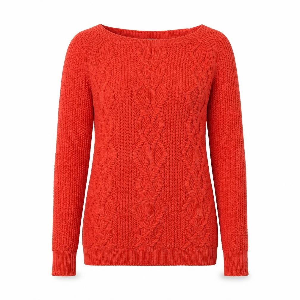 Gap Womens Red Cable-Knit Boat Neck Pullover Jumper XXS