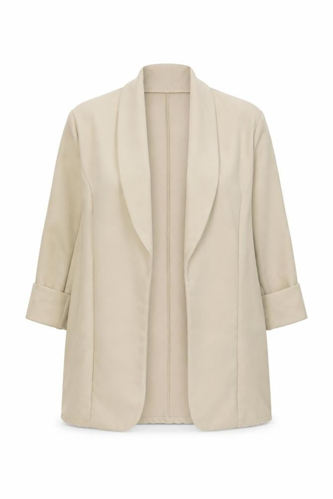 PrettyLittleThing Women Beige Shawl Collar Blazer UK 10 Polyester
