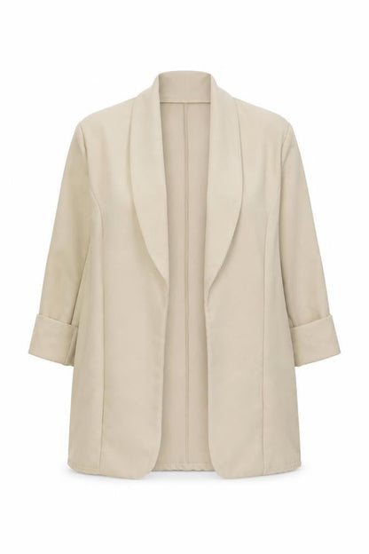 PRETTYLITTLETHING Women Beige Shawl Collar Blazer UK 10 Polyester