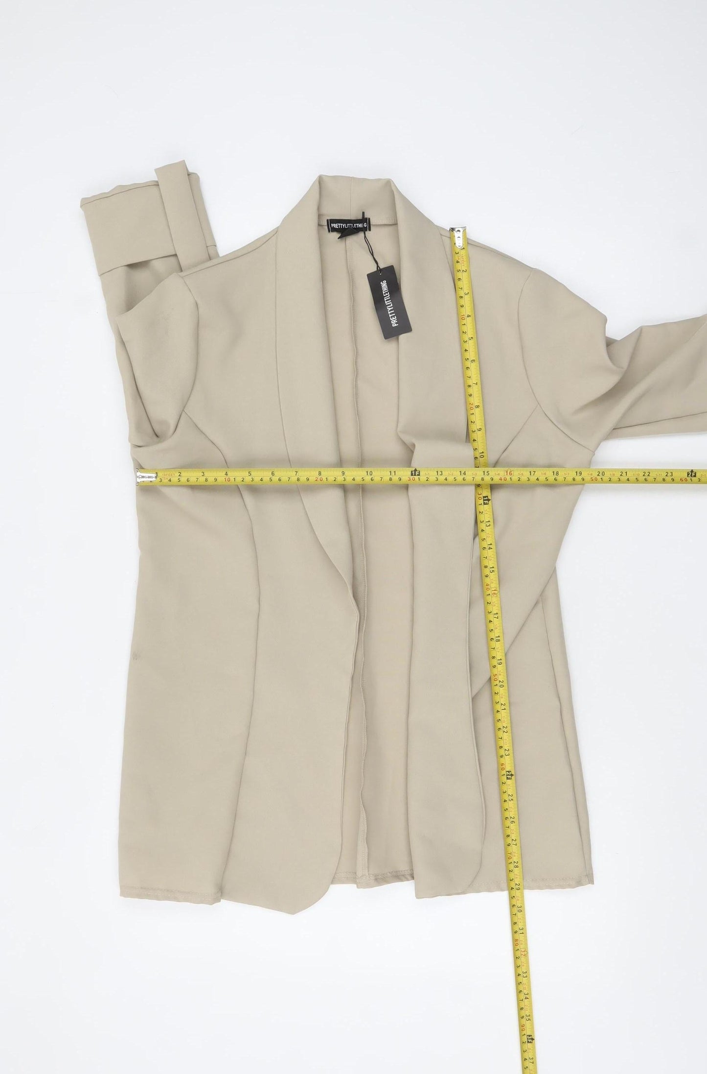PrettyLittleThing Women Beige Shawl Collar Blazer UK 10 Polyester