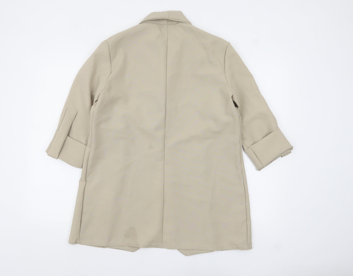 PrettyLittleThing Women Beige Shawl Collar Blazer UK 10 Polyester