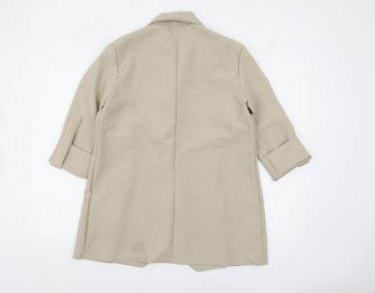 PRETTYLITTLETHING Women Beige Shawl Collar Blazer UK 10 Polyester