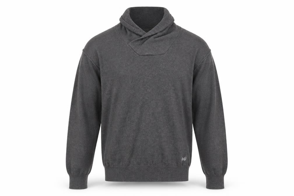 Crosshatch Men's Grey Roll Neck Cotton Pullover Jumper Size L