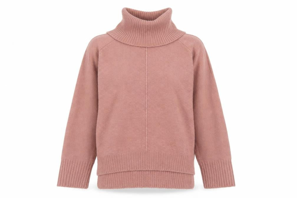 Oasis Women Pink Roll Neck Long Sleeve Knit Pullover Jumper S