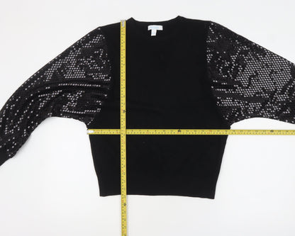 Preloved Blue Vanilla Women's Black Sequin Sleeve Pullover Jumper S - Back