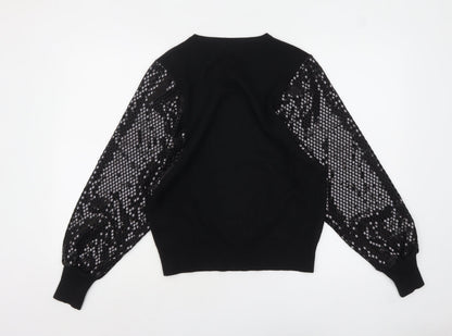 Preloved Blue Vanilla Women's Black Sequin Sleeve Pullover Jumper S - Detail