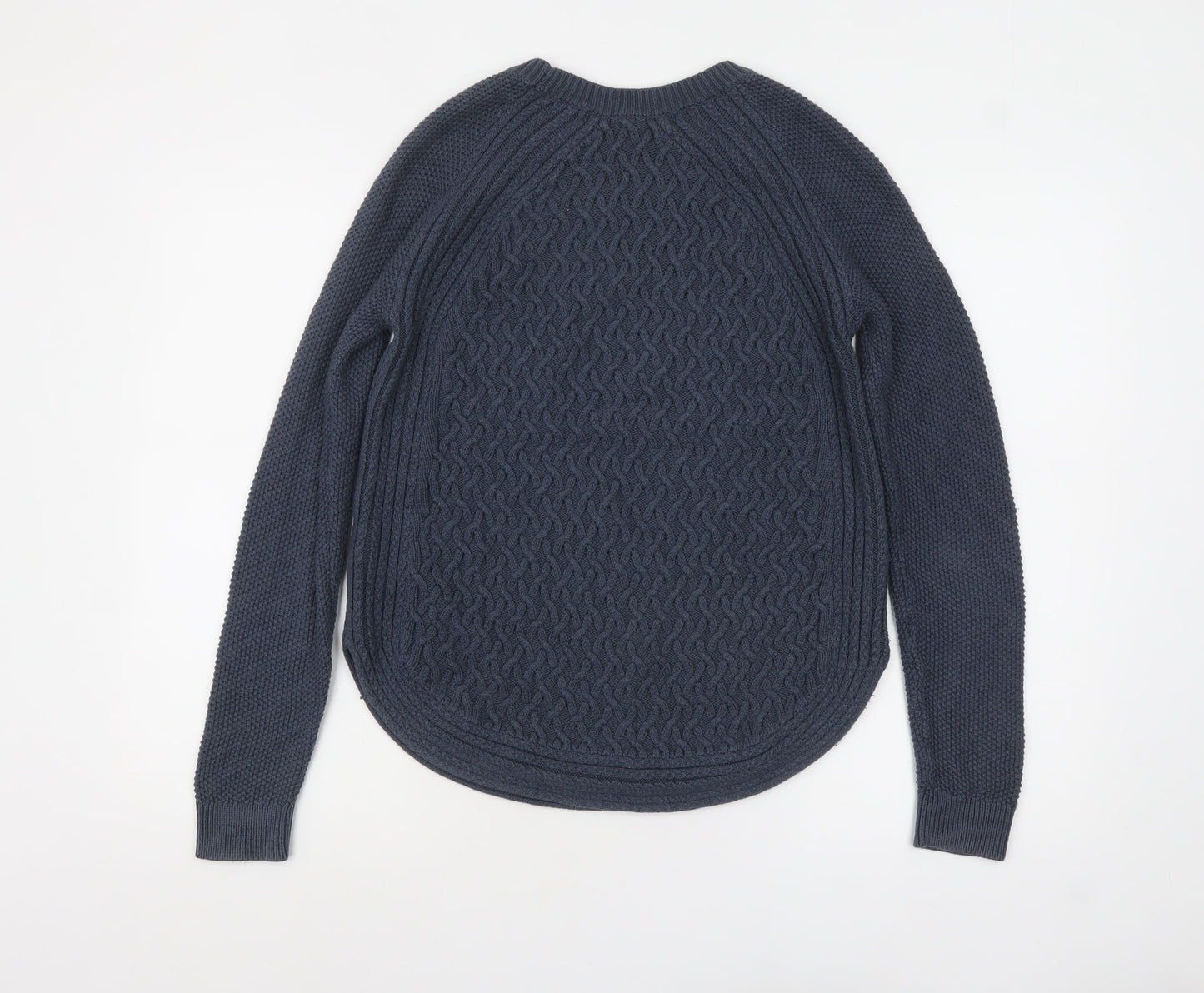 Max Studio Women Blue Cable-Knit Jumper Medium Cotton Blend