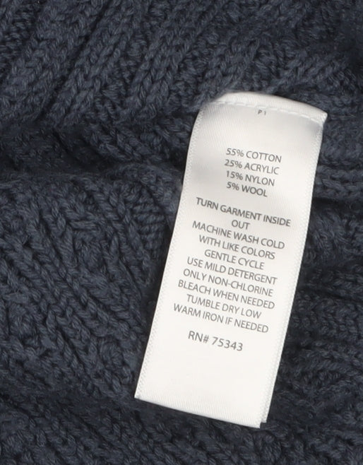 Max Studio Women Blue Cable-Knit Jumper Medium Cotton Blend