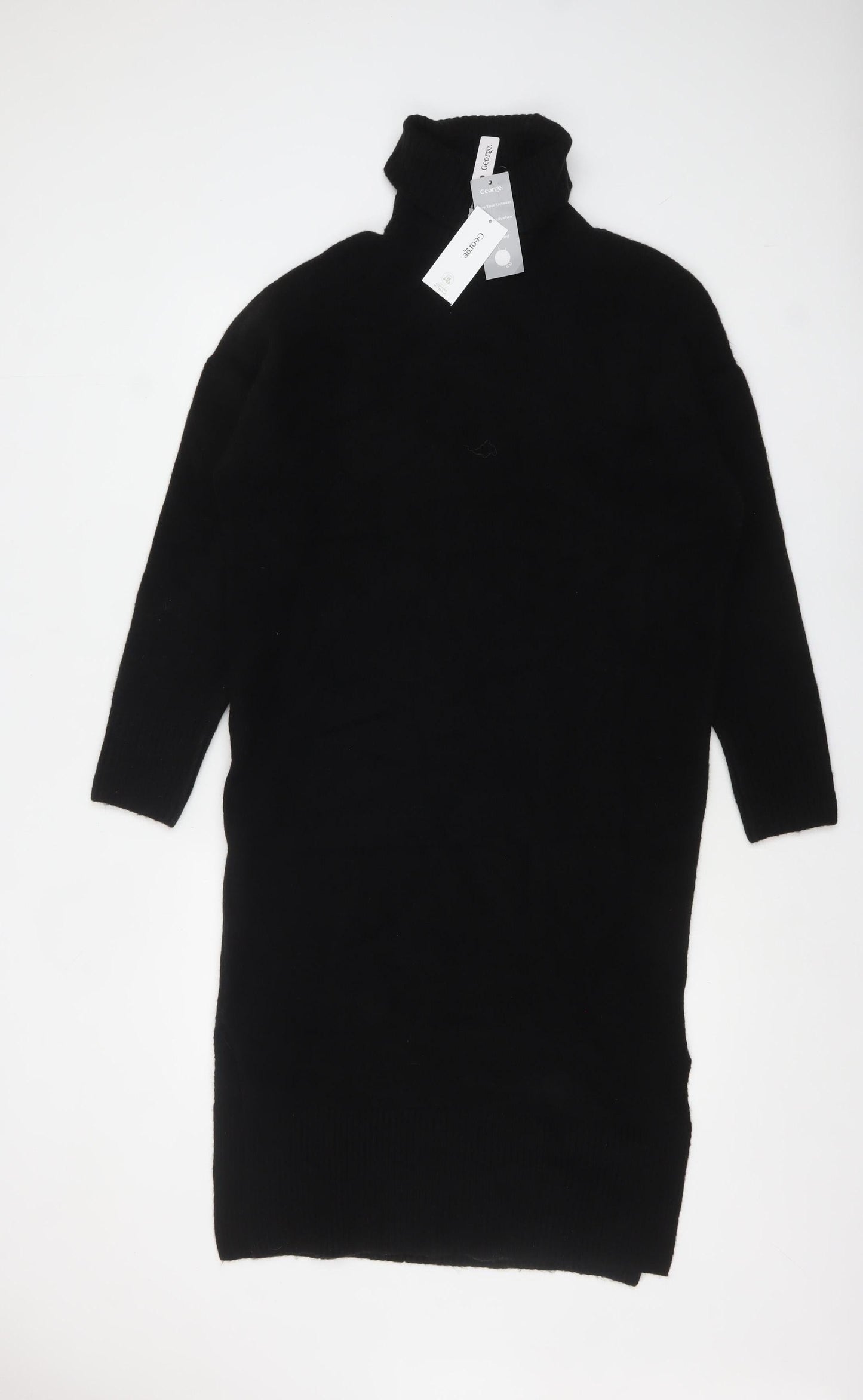 George Women’s Black Roll Neck Jumper Dress Size 12-14