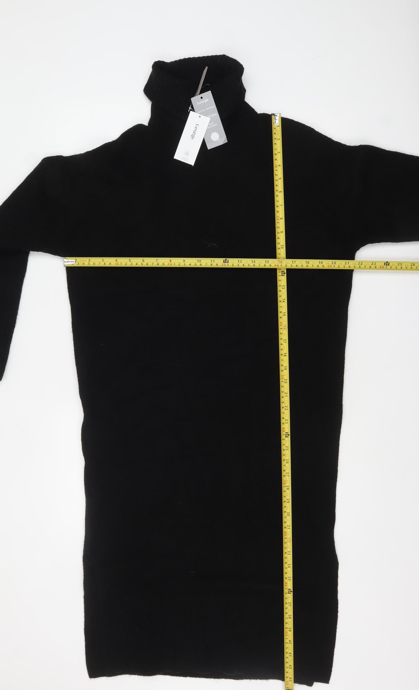 George Women’s Black Roll Neck Jumper Dress Size 12-14