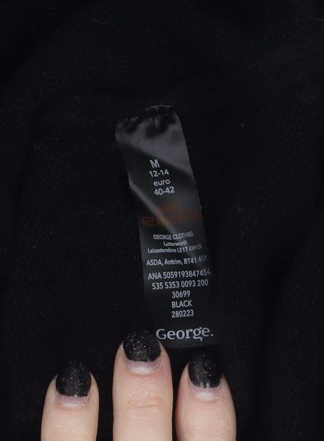 George Women’s Black Roll Neck Jumper Dress Size 12-14