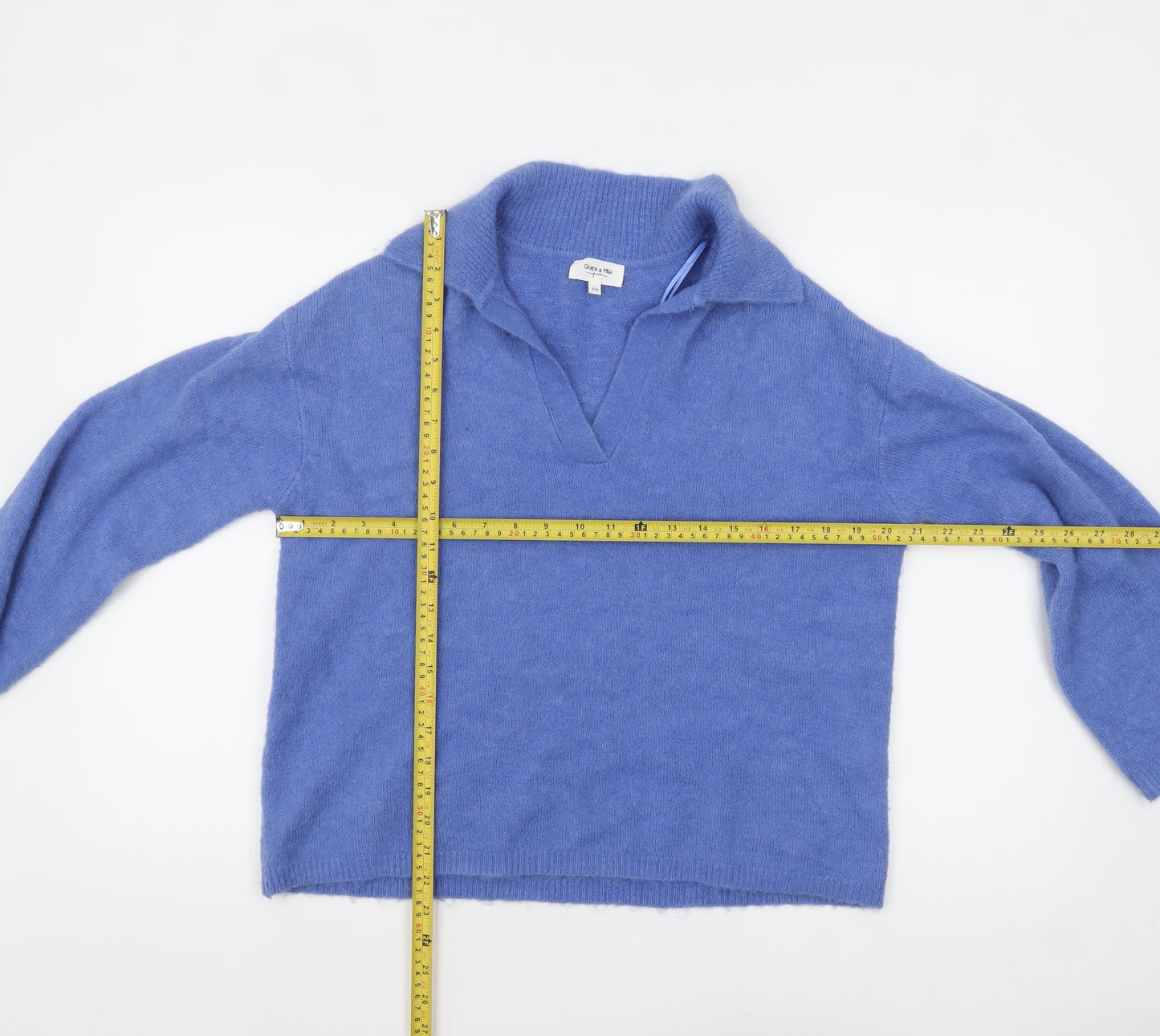 Grace & Mila Women's Blue Collared Pullover Jumper S/M