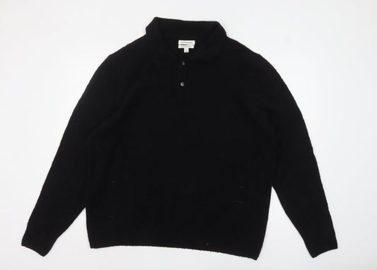 Marks and Spencer Autograph Men's Black XL Collared Henley Jumper