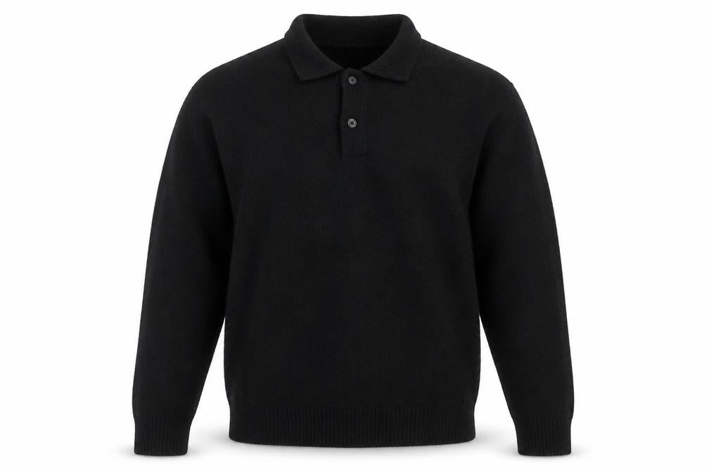 Marks & Spencer Autograph Men's Black XL Collared Henley Jumper