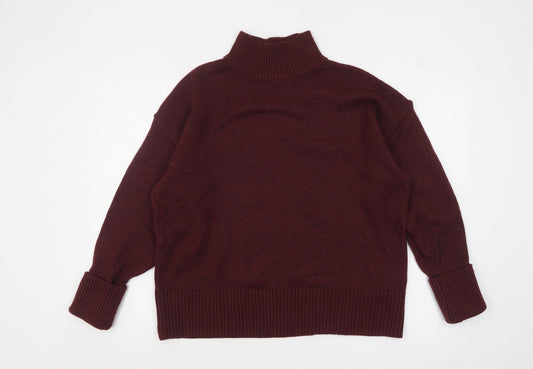 ASOS Womens Red Mock Neck Knit Jumper Size M UK 12-14