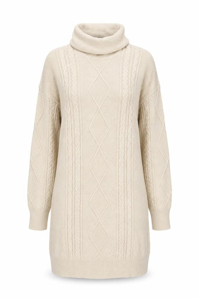 NEXT Women Beige Roll Neck Cable Knit Jumper Medium
