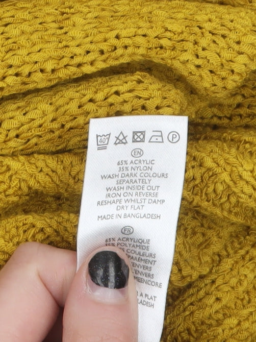 Savoir Women's Yellow Open-Knit Pullover Jumper Size 22