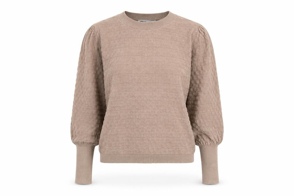 ONLY Women Beige Knit Pullover Jumper M Long Sleeve Crew Neck