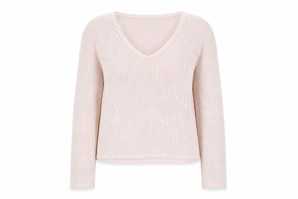 Marks & Spencer Per Una Women Pink V-Neck Knit Jumper M