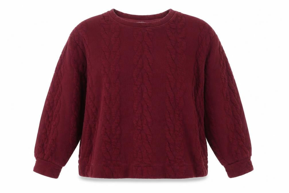 Next Women Burgundy Textured Pullover Sweatshirt Size L