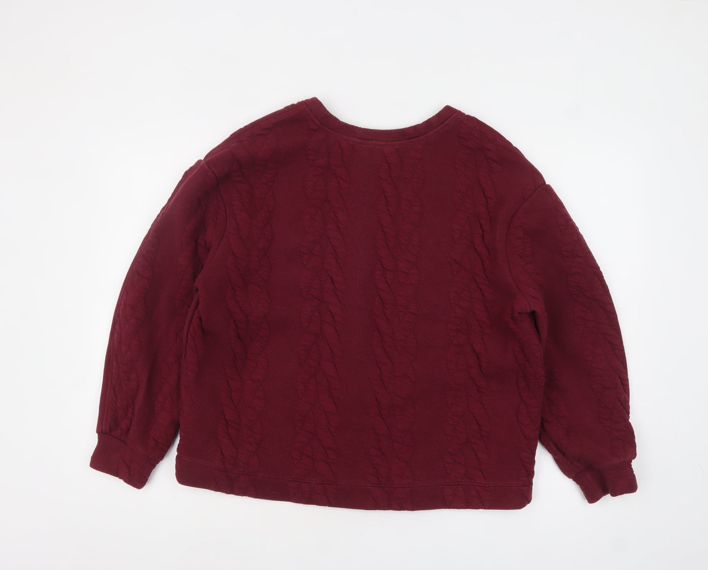 Next Women Burgundy Textured Pullover Sweatshirt Size L