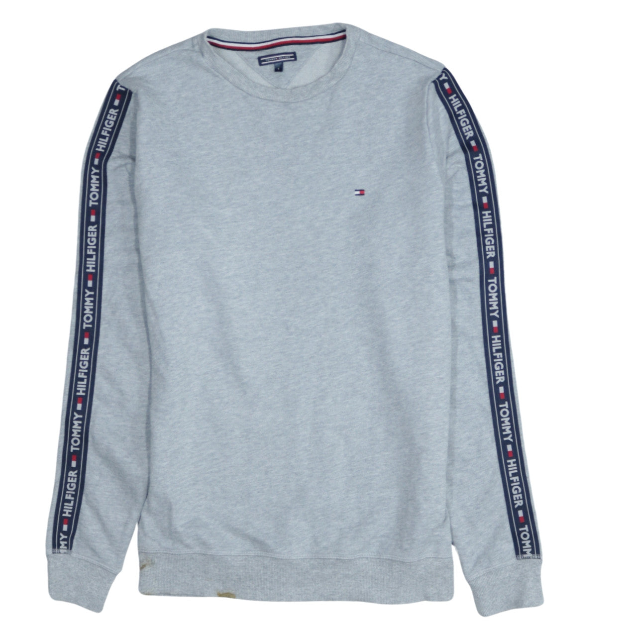 Tommy Hilfiger Men's Grey Logo Tape Crew Neck Sweatshirt Size S