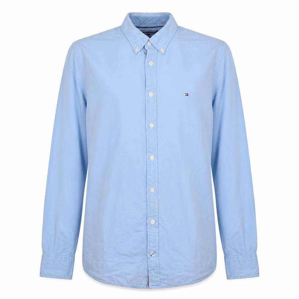 Tommy Hilfiger Men's Blue Slim Fit Stretch Button-Up Shirt M