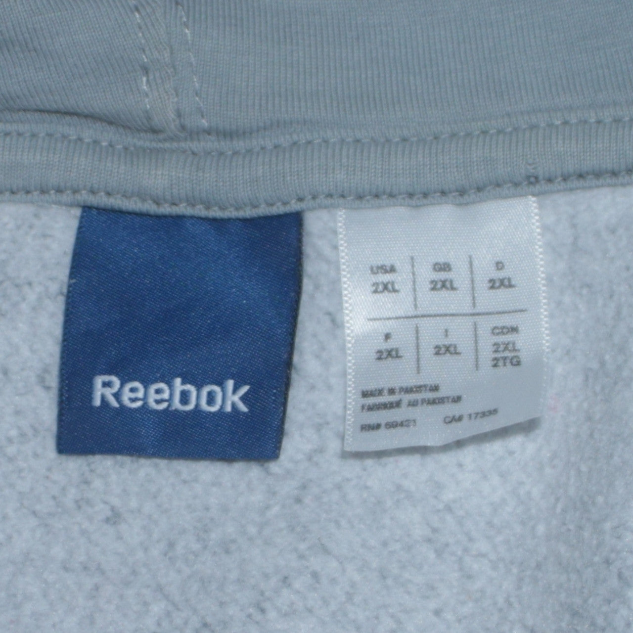 Reebok Men's Grey 2XL 1/2 Zip Hooded Sweatshirt