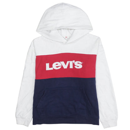 Preloved Levi's Men's Multicoloured Logo Pullover Hoodie Size L - Front