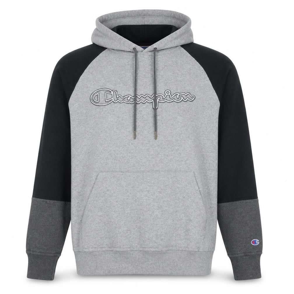 Champion Men's Grey Pullover Hoodie L Fleece Logo Sweatshirt