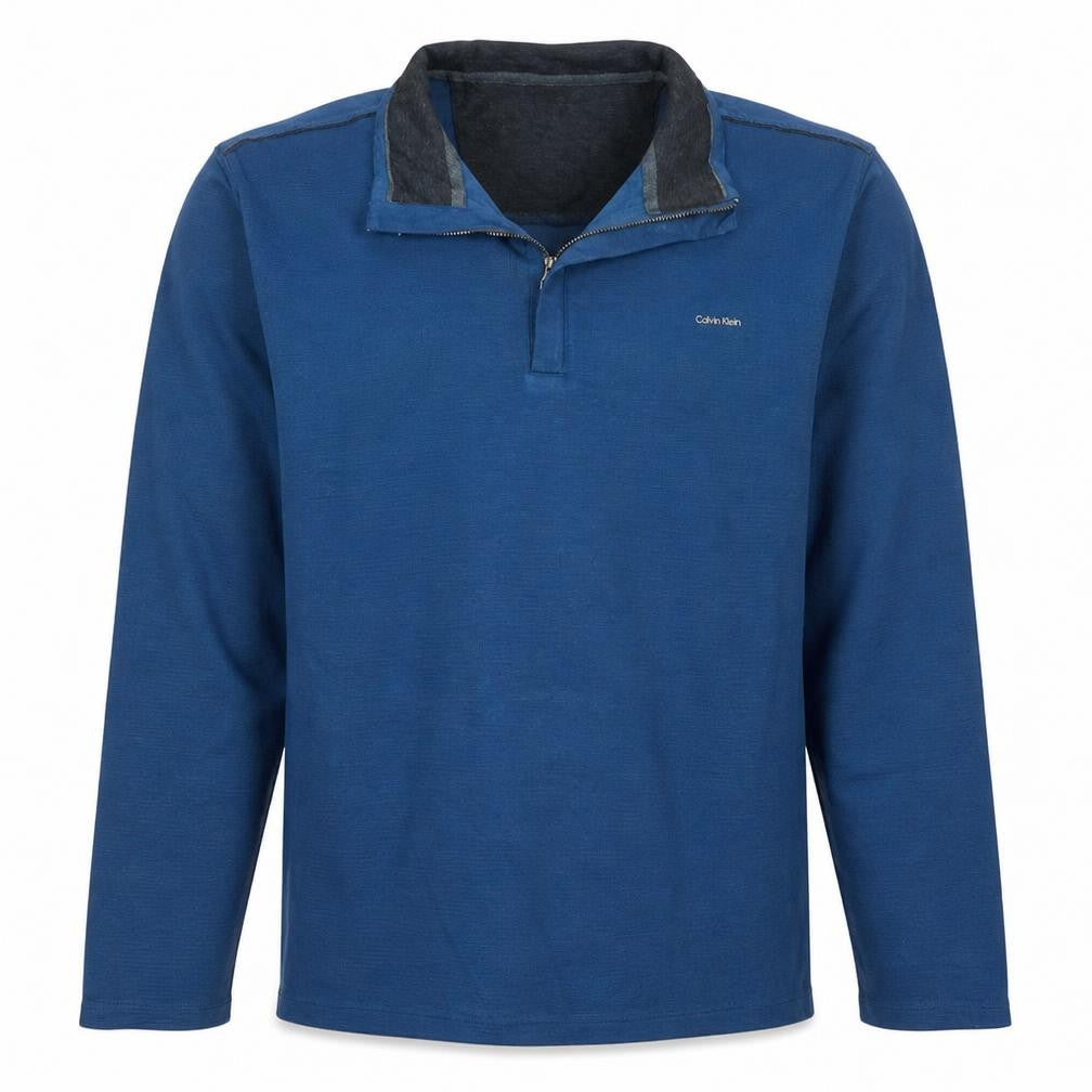 Calvin Klein Men's Blue 1/4 Zip Henley Sweatshirt Size L