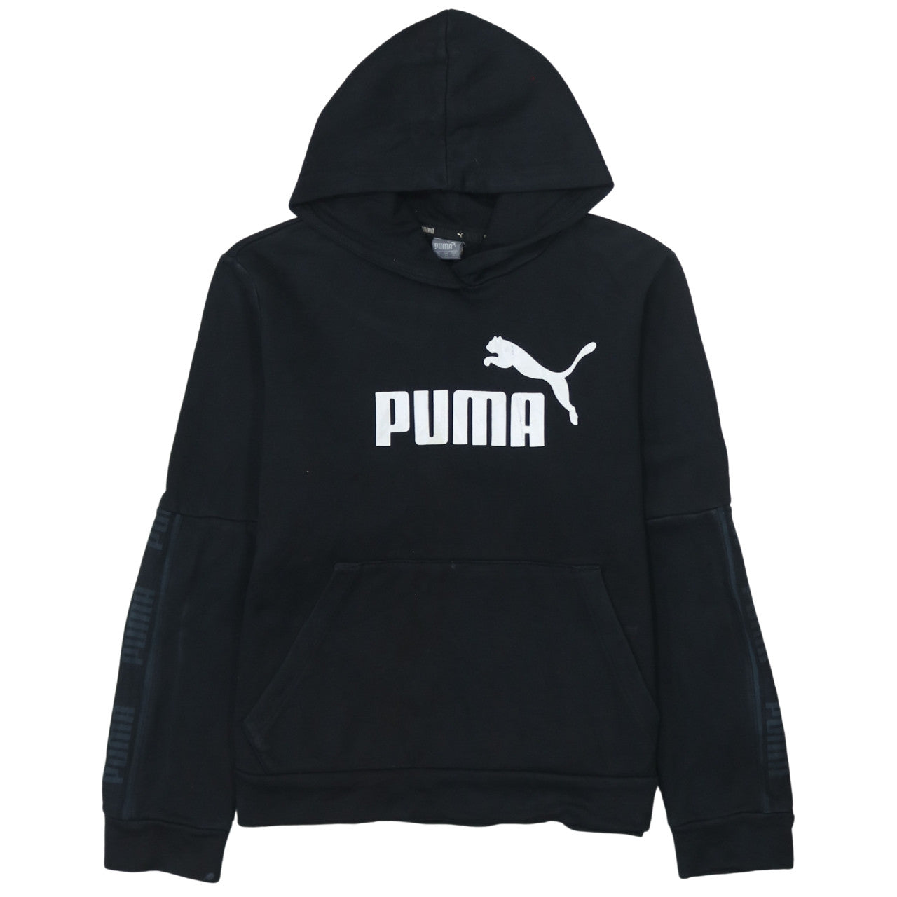 Puma Womens Black XL Pullover Hoodie Cotton Blend Logo Print