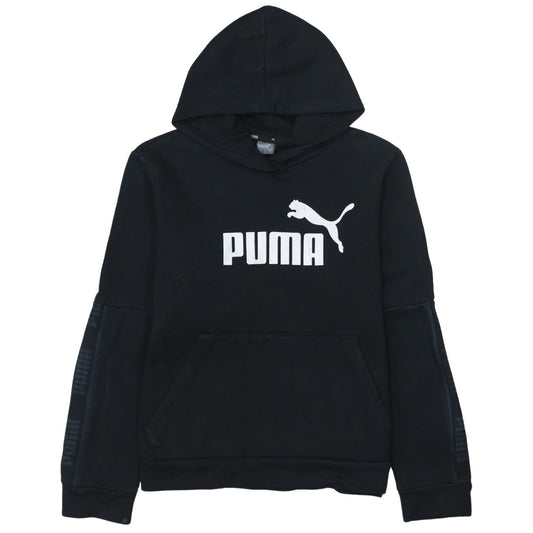Puma Womens Black XL Pullover Hoodie Cotton Blend Logo Print