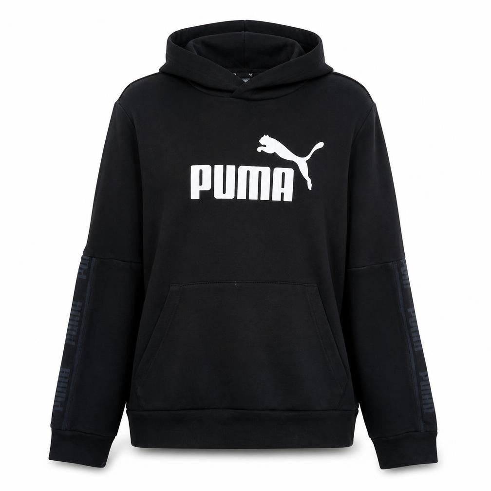 Puma Womens Black XL Pullover Hoodie Cotton Blend Logo Print