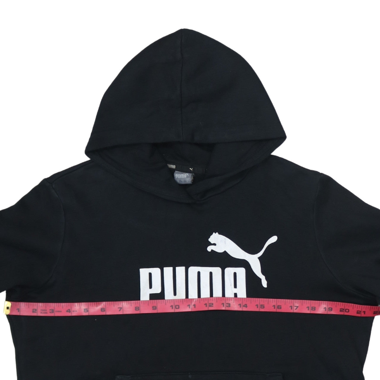 Puma Womens Black XL Pullover Hoodie Cotton Blend Logo Print