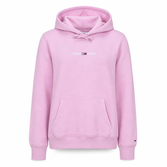 Tommy Jeans Women Pink Hoodie Small Pullover Cotton Casual
