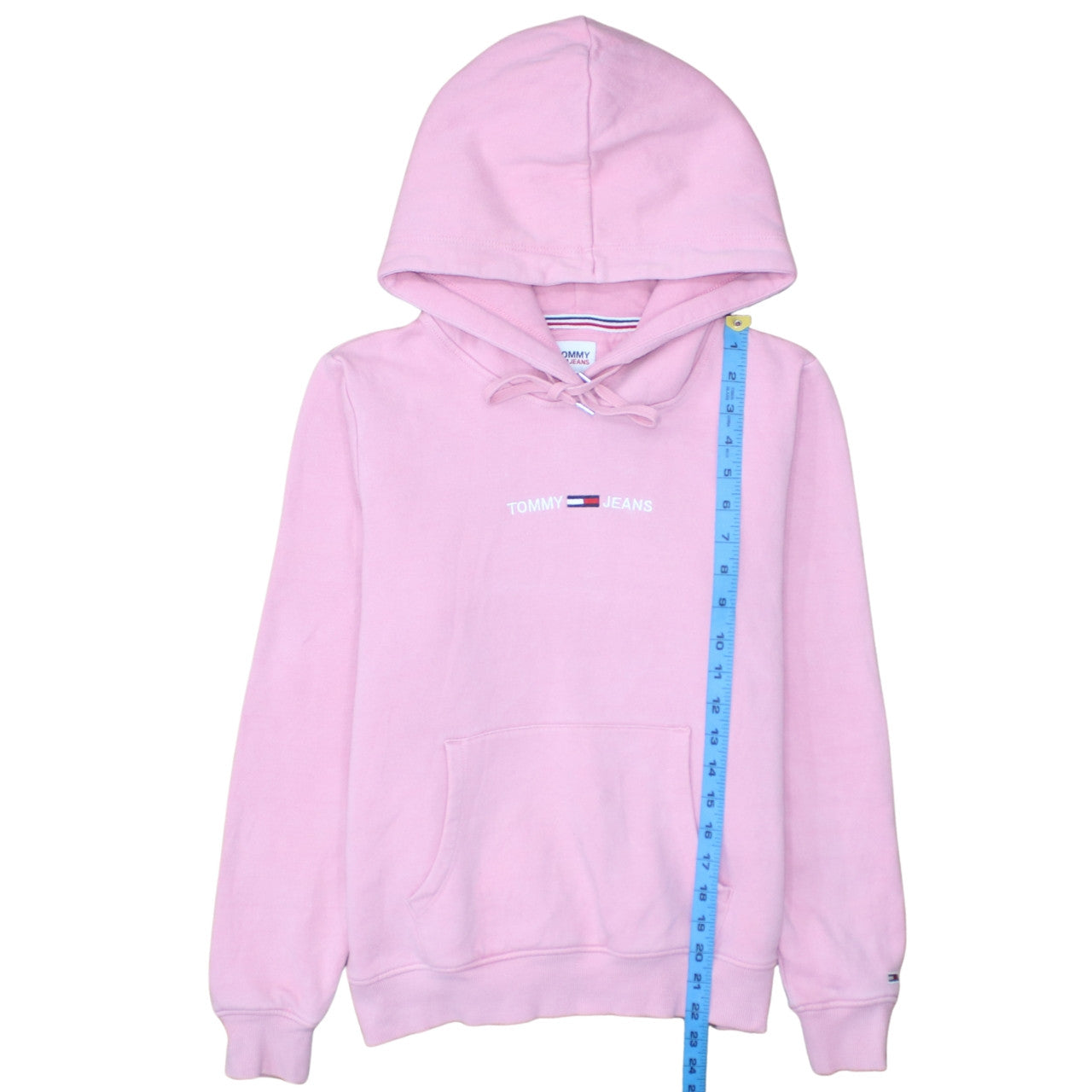 Tommy Jeans Women Pink Hoodie Small Pullover Cotton Casual