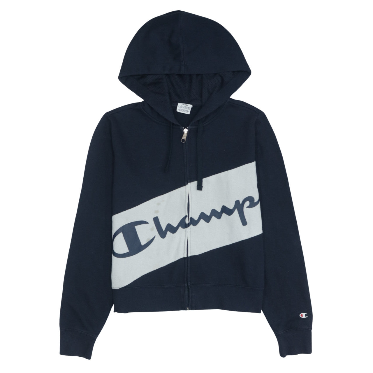 Champion Men's Blue Full Zip Hoodie Large Logo Sportswear