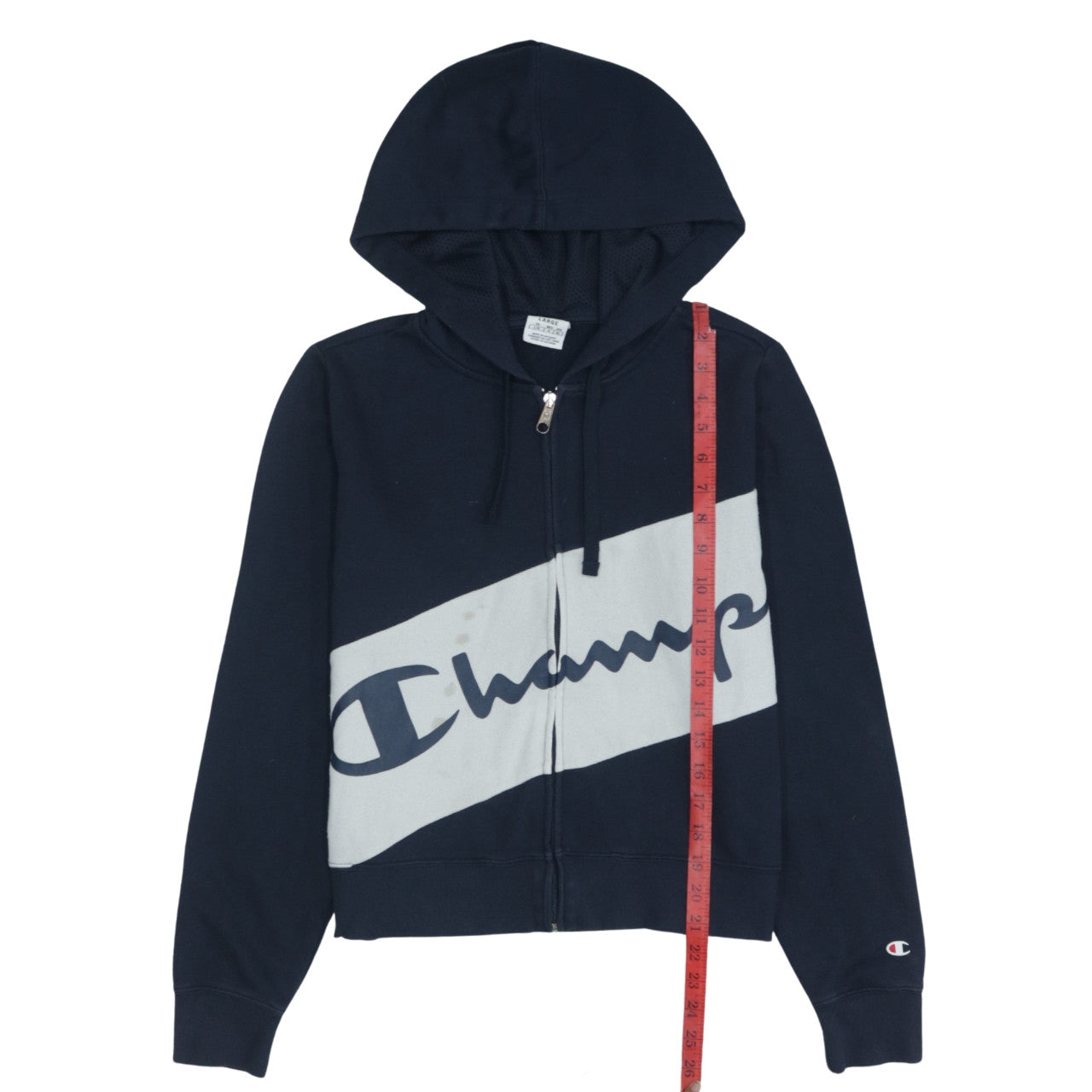 Champion Men's Blue Full Zip Hoodie Large Logo Sportswear