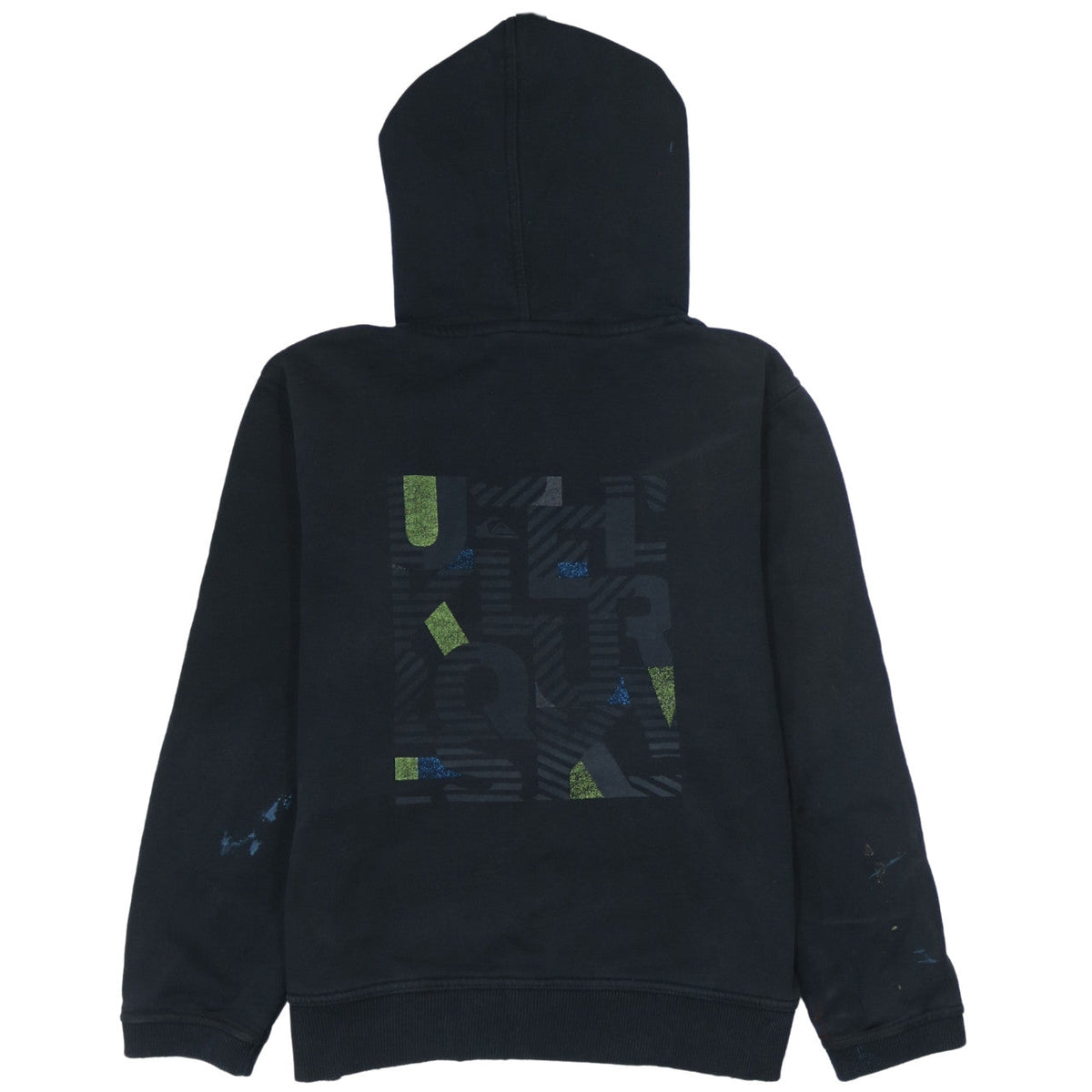 Quiksilver Boys Black Hoodie Pullover Fleece Graphic Print Size 14 Years