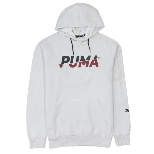 Puma Men's White Small Pullover Hoodie with Logo Graphic Print
